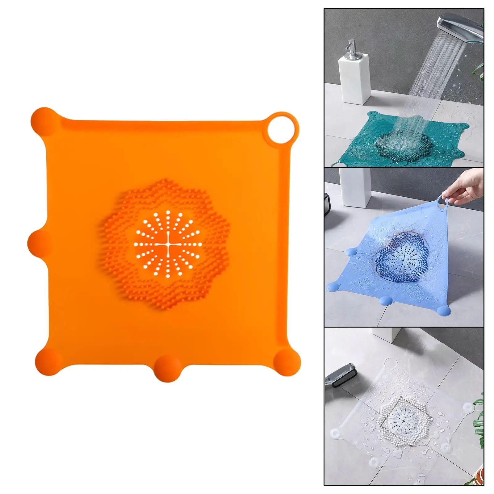 Shower Drain Catcher with Suction Cup Reusable Easy to Clean Floor Drain Cover Strainer Stopper for Bathroom Kitchen Sink