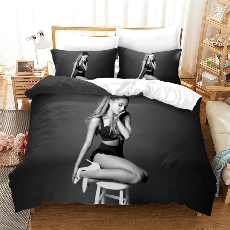 Ariana Grande set di biancheria da letto con chiusura lampo Ariana1,135 x 200 cm/50 x 75 cm set di biancheria da letto matrimoniale in microfibra