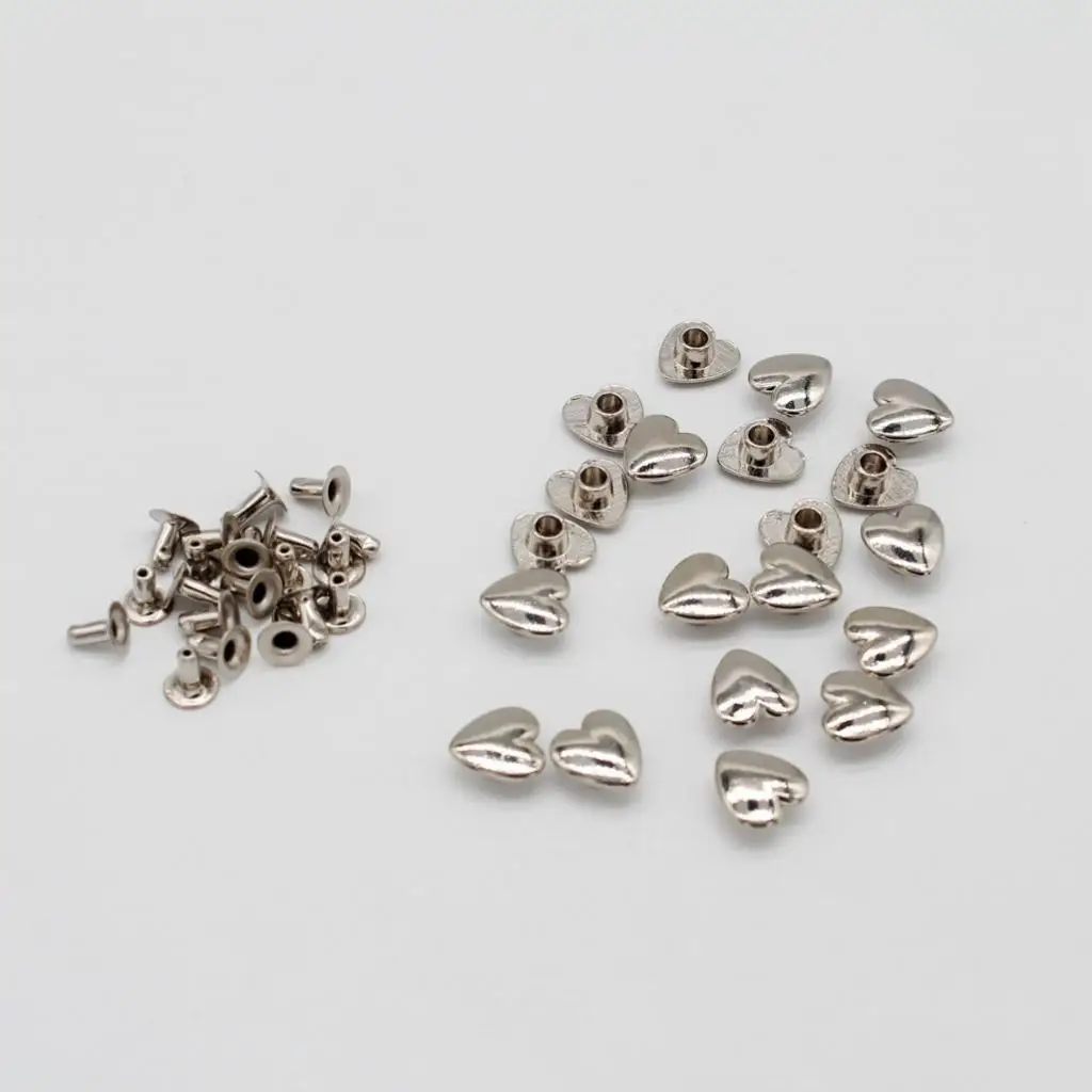 20Pcs Silver Heart Patterns Rivets Metal Rivet Studs Leather 