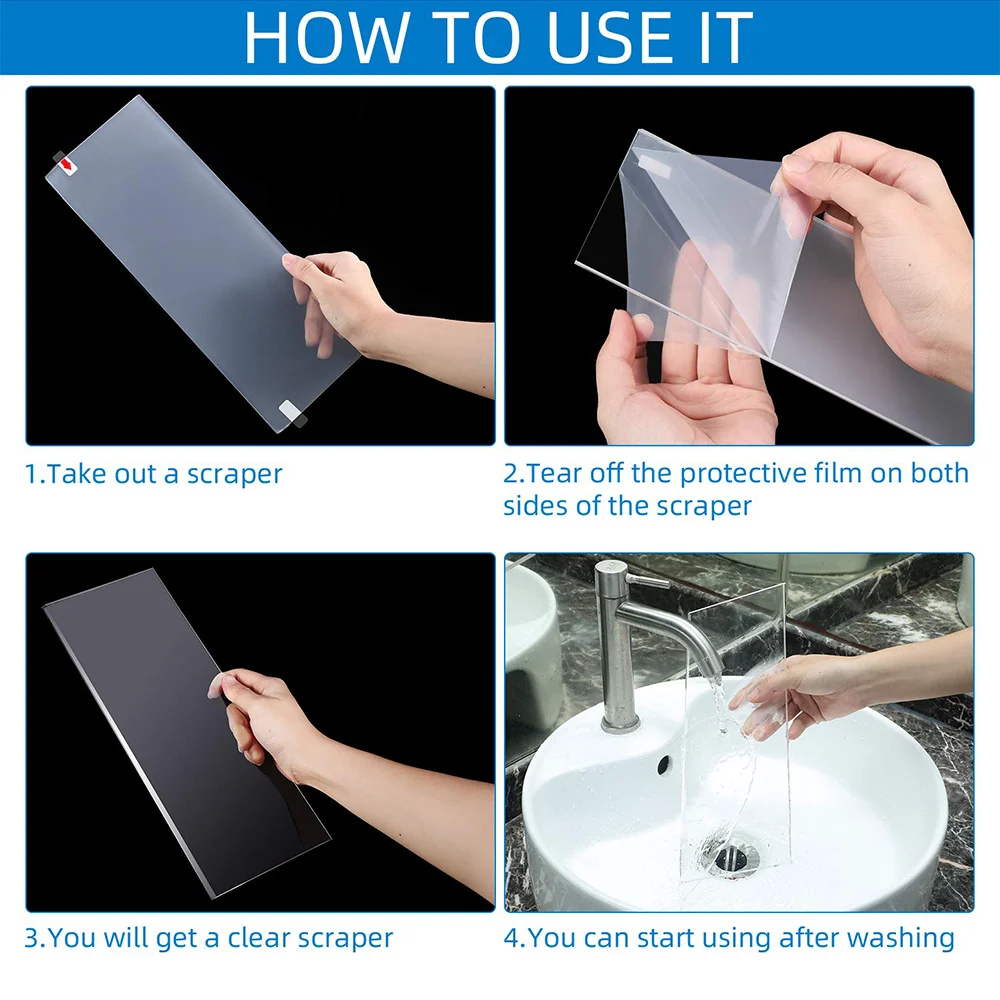 Description Picture 3 of item4 Sizes Acrylic Cake Scraper Comb Transparent Cake Decorating Scraper Long Butter Cream Smoother Fondant Smoother Icing Tools