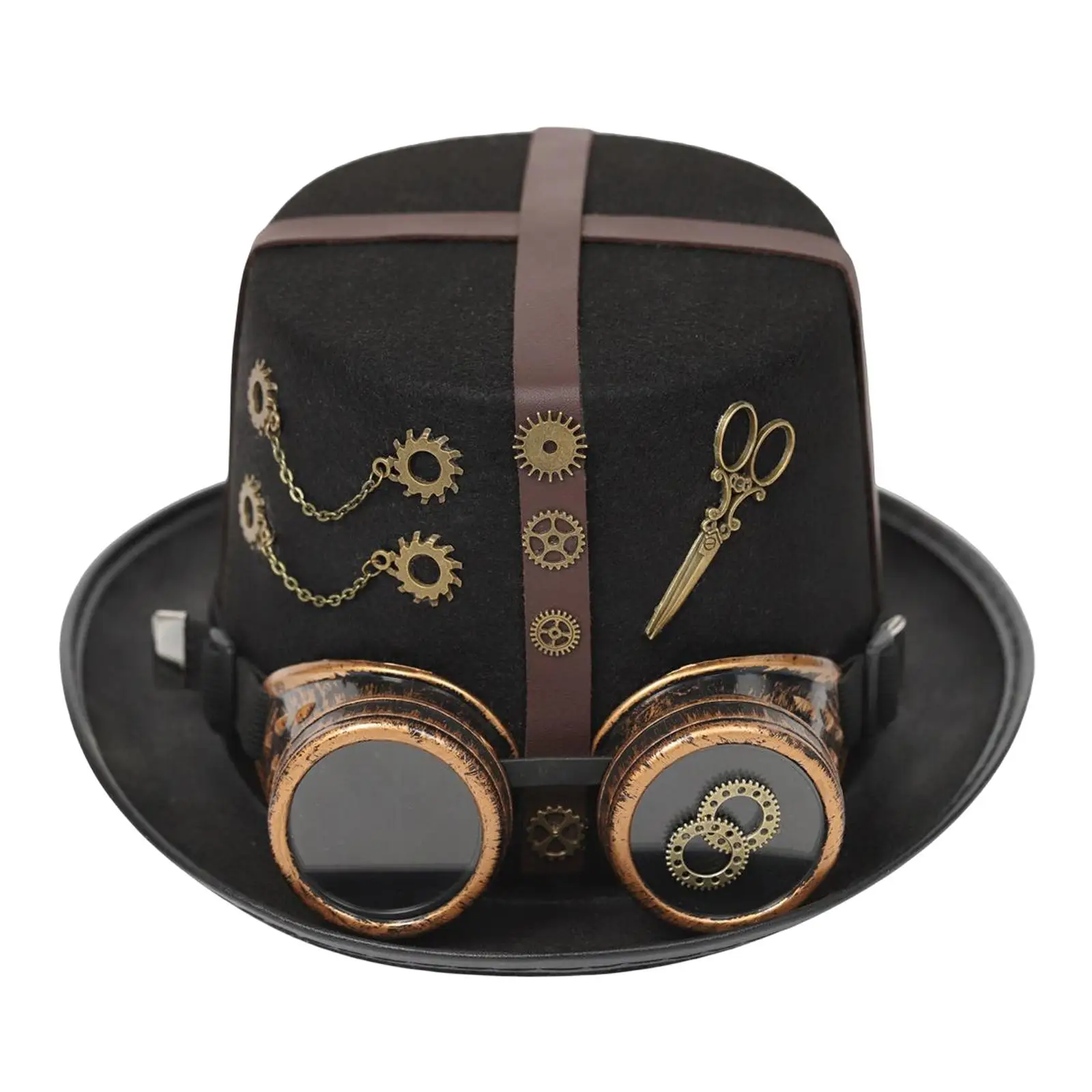Retro Style Steampunk Top Hat Head Wear Wide Brim Costume Accessories Dance Hat for Cosplay Magician Decoration Holiday Adult