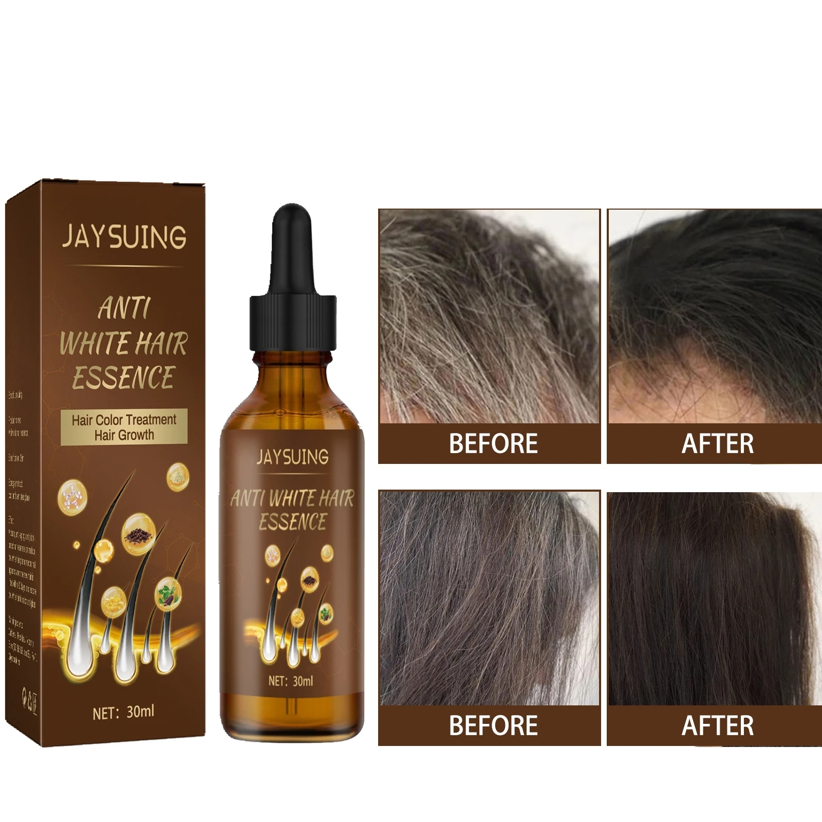 Best of 30ml Anti Gray Hair Serum Remedy White Darkening Natural Color Repair Nourish Product Anti Loss Hair Care Hair Growth Essence Reviews & Tips