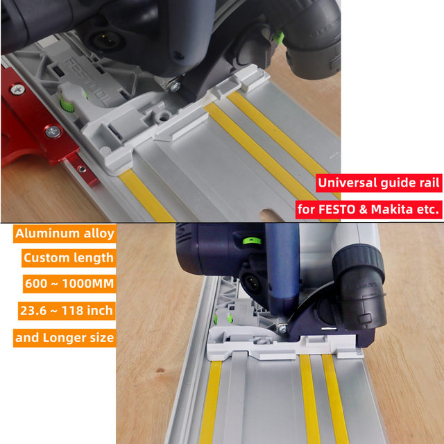 thumbnail image 2 of Track Saw Guide Rail, 55 In Cutting Range, Includes 2 Pcs 27.5 In Aluminum Extruded Guide Rails And 1 Connector, Compatible With Makita 2 of 13