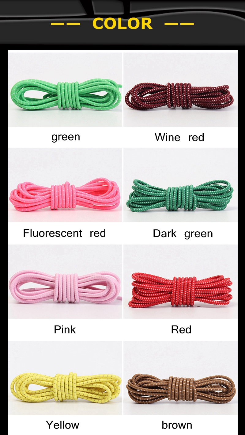 New1 Pair No Tie Shoelaces 1 Second Fast Round Plastic Lock Elastic Shoelace Suitable for All Sports Shoes Accessories Lazy Lace