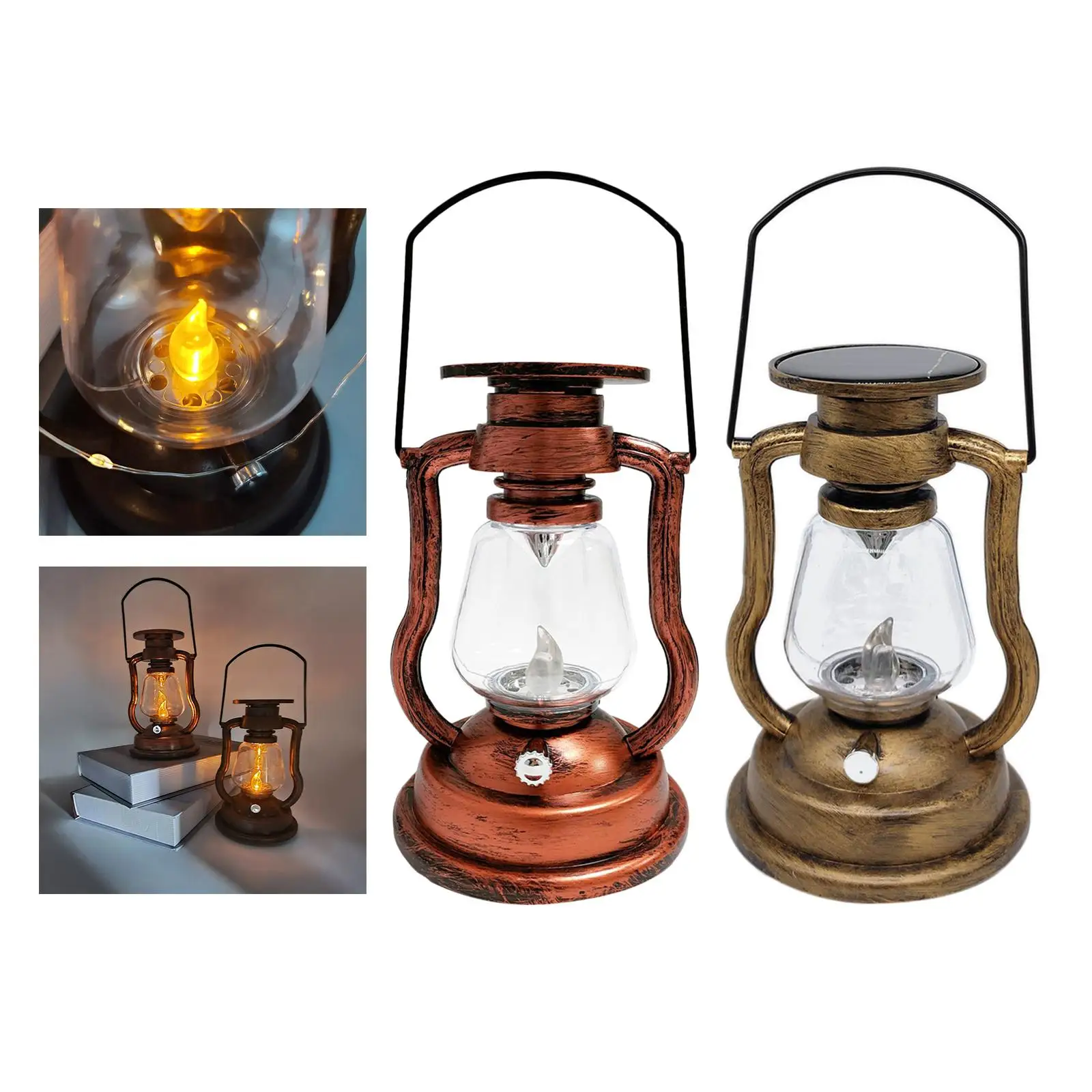 LED Camping Lanterns Solar Powered Lighting Fishing Handheld or Hanging Retro Style Tent Light Camping Lamp for Fence Path Decor