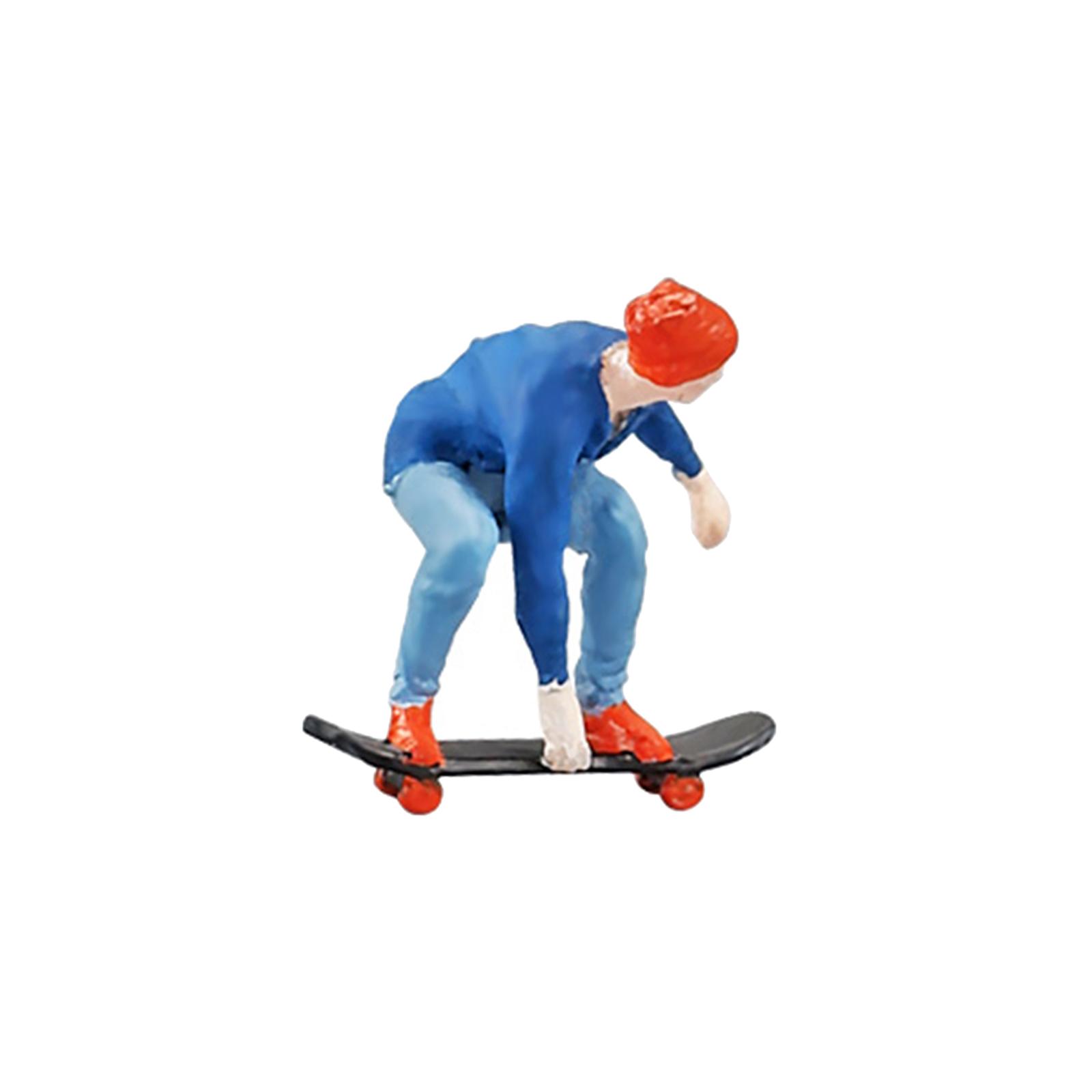 1/64 Miniature Figure Skateboard Boy Dollhouse Decor for Park Doll House Decoration Collections Fariy Garden Architecture Model