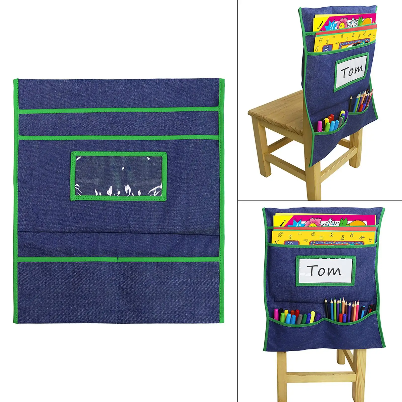 Chair Back pocket Heavy Duty with Name Tag Slot Thoughtful Durable Sturdy Chair Organizer for Office Storage Daycare