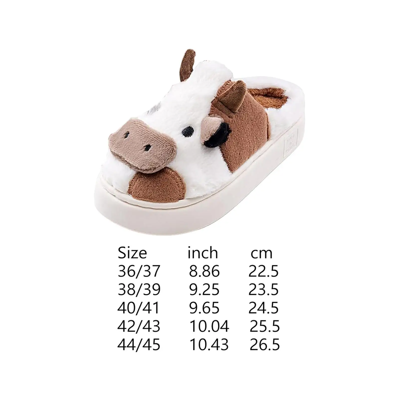 Winter Cow Plush Slippers Novelty Portable Creative Adorable Animal Indoor Shoes Winter Footwear for House Home Dorm Travel Men