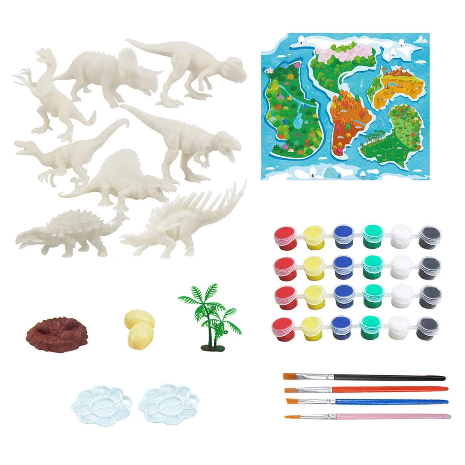 DIY Coloring Dinosaur Model Dinosaur Coloring Supplies Toy Crafts Hand Painted Dinosaur Painting Kit for Party Activity