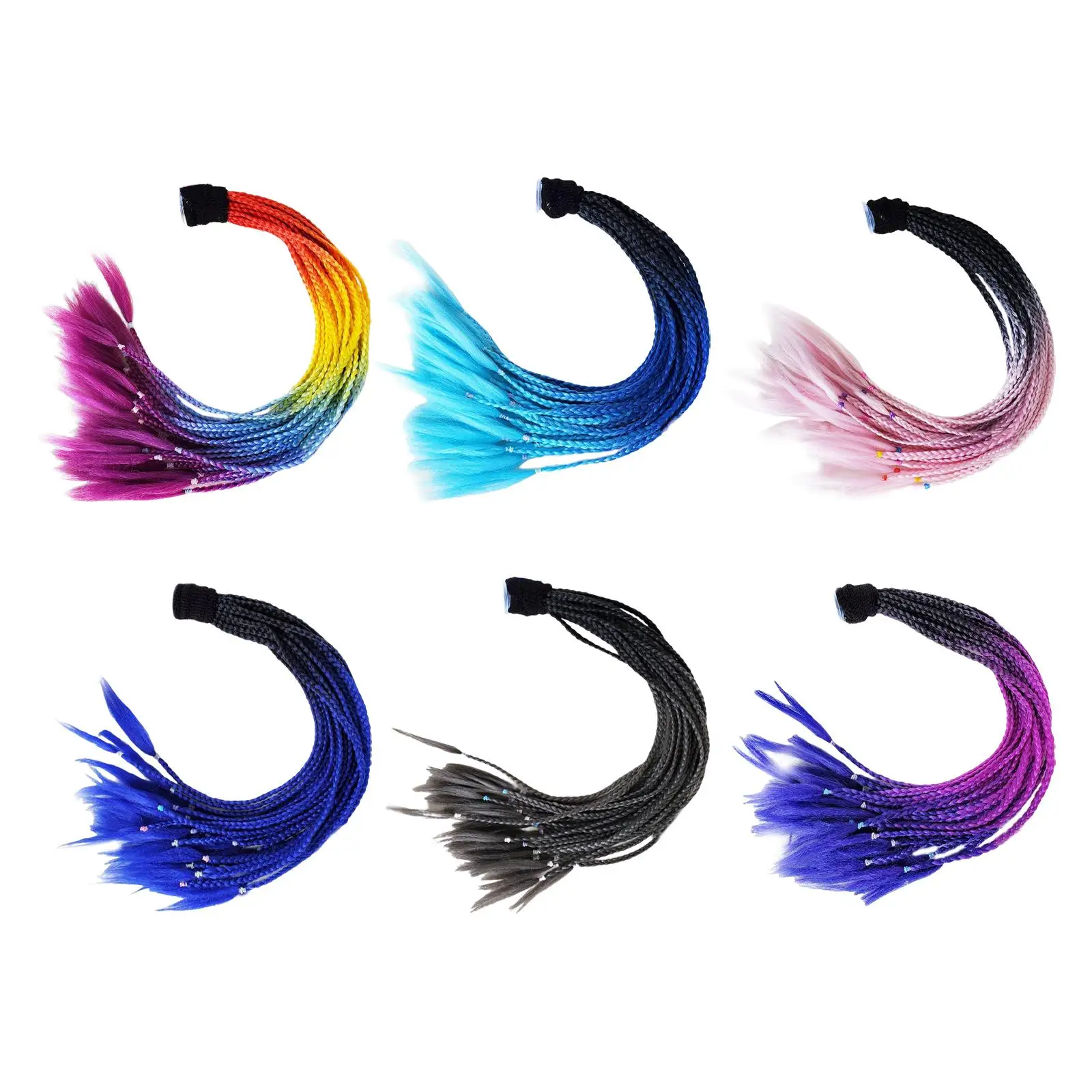 Helmet Braids Ponytail Curly Wig Hair Ponytail Braid Hair Decoration Gradient Ramp Motocross Curly Wig Hair for Female Men