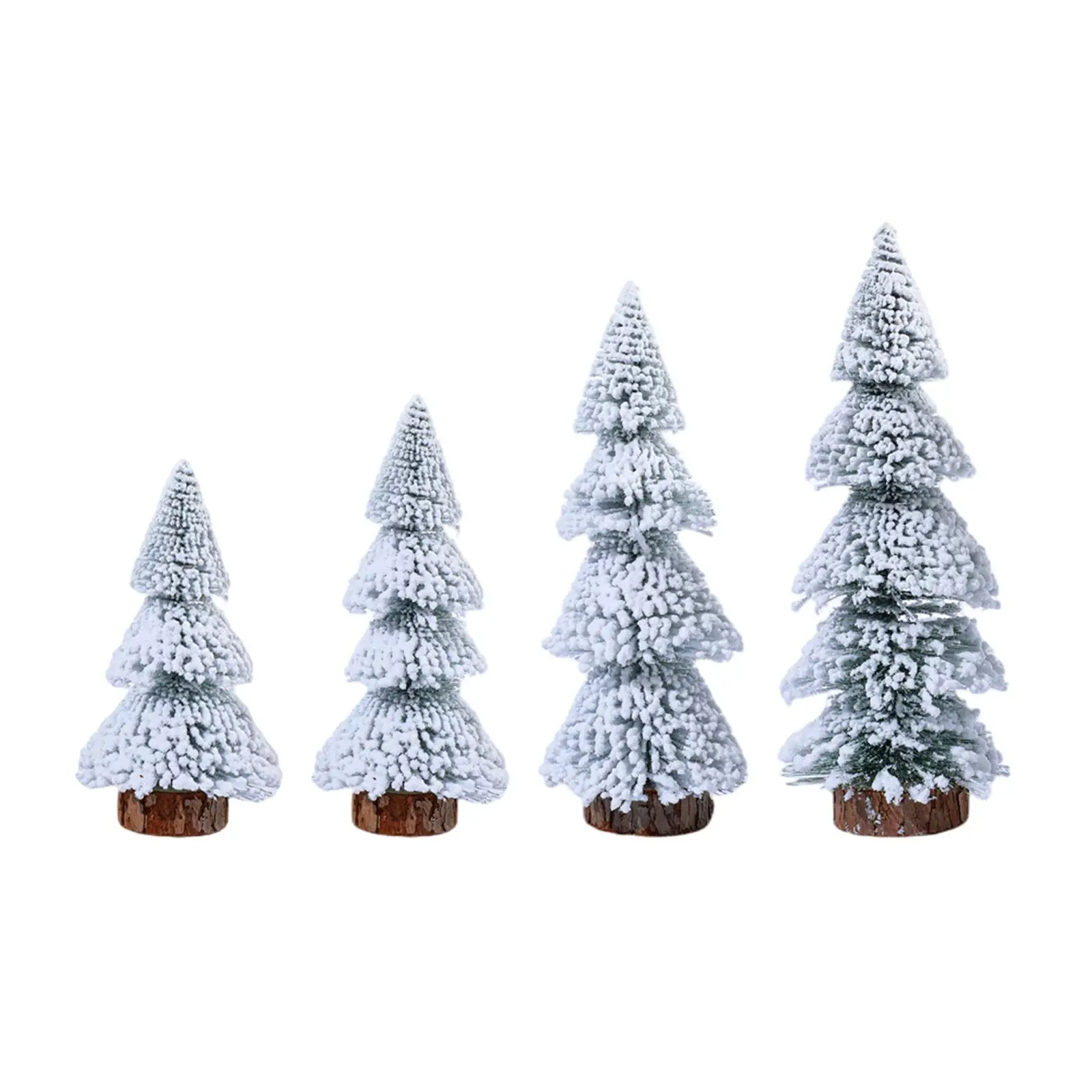 Tabletop Christmas Tree Display Vintage Rustic Wood Base Snow Flocked Christmas Tree for Table Home Fireplace Indoor Decorations
