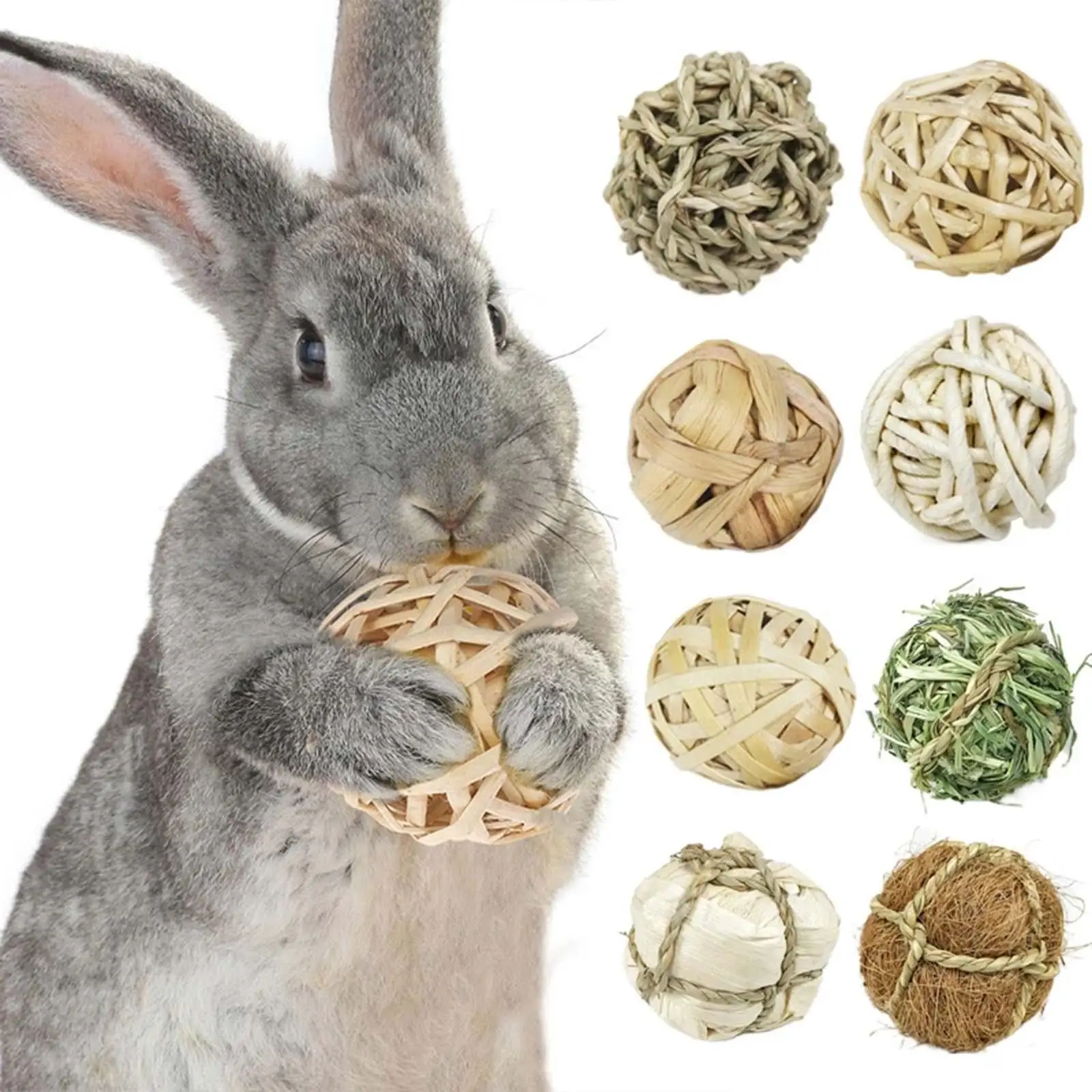 Natural Material Rabbit Chew Grass Balls for Bunny Exercise Teeth Grinding