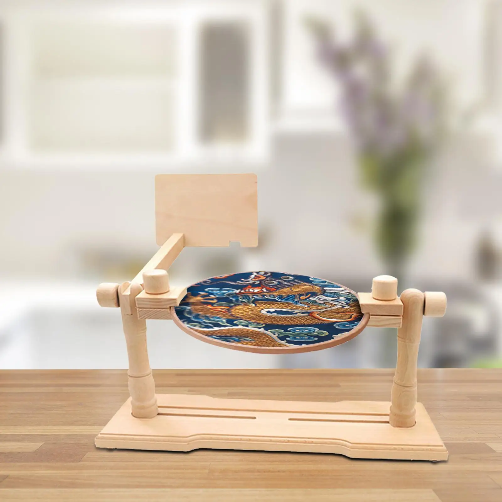 Wooden Embroidery Hoop Stand Rotated Adjustable Cross Stitch Rack Tabletop Embroidery Project Needlework Kids Girl