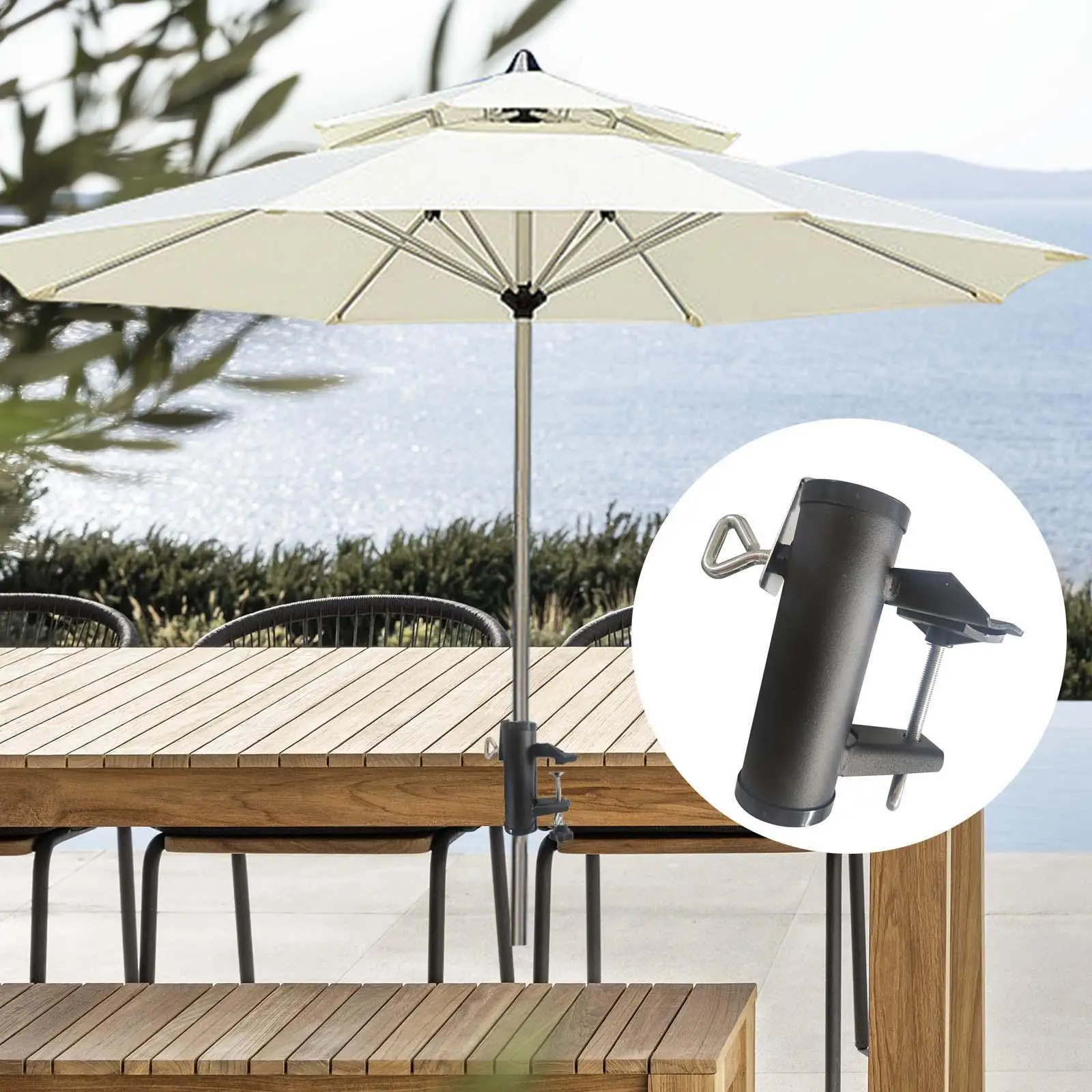 Umbrella Holder for Deck Bench Support Beach Fishing Umbrella Mount Chair Clamp