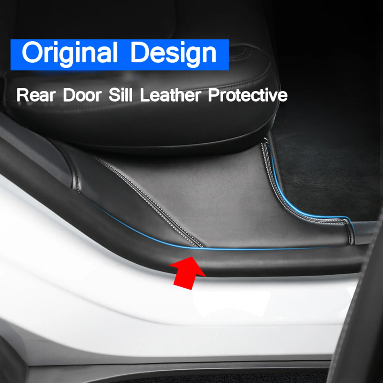 2x Car Rear Door Sill Protector Cover Trim for , PU Leather