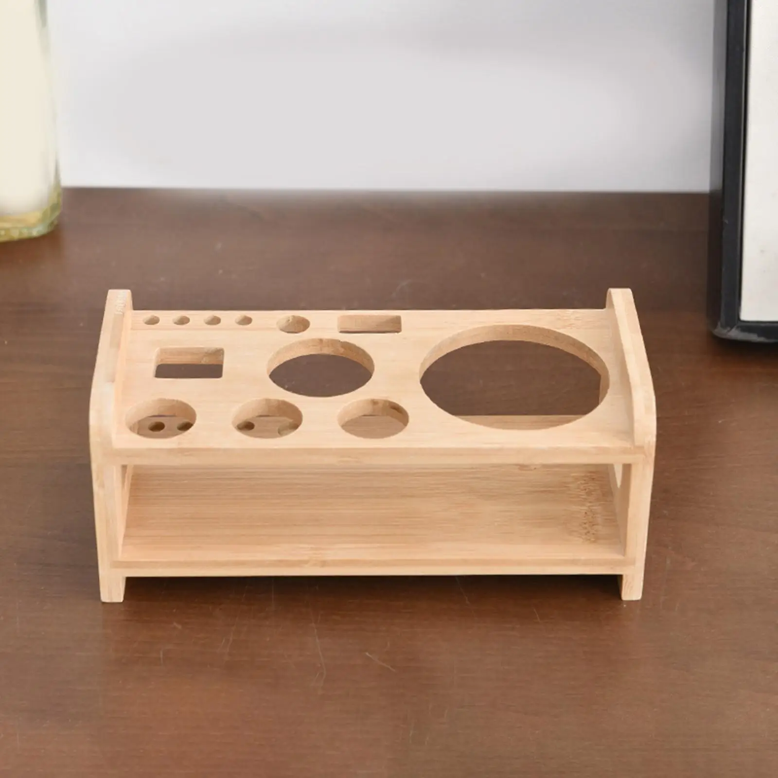 Bartending Tool Stand Wooden Display Stand Tabletop Durable for Bar Bartender Tool Organizer Multifunction Cocktail Shaker Rack