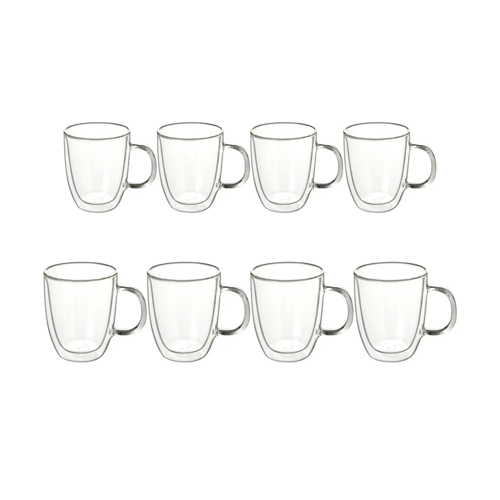 4 Piece Double Wall Glass Cup Drink Mugs Anti-Scalding Heat Resistant Hand Blown Insulated Coffee Mug for Tea Cappuccino Coffee