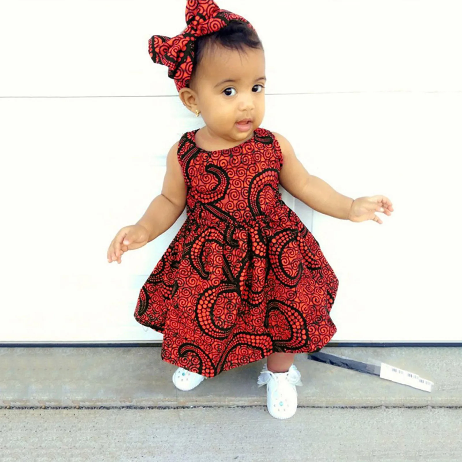Dresses classic 6M-3Y Toddler Kids Baby Girls Dress African Dashiki Traditional Style Sleeveless Ankara Dresses With Headband Infant Outfits cute dresses