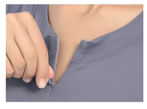 Langarm Shirt Halb Zip Vorne Kordelzug Yoga Tops Frau Sport Active Lauf Oben für Fitness Weibliche Bluse Gym Frauen – Detail 6