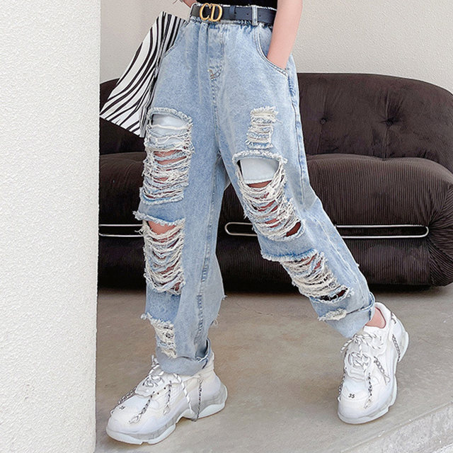 Jeans for Girl Spring Broken Holes Kids Jeans Fall Teen Fashion