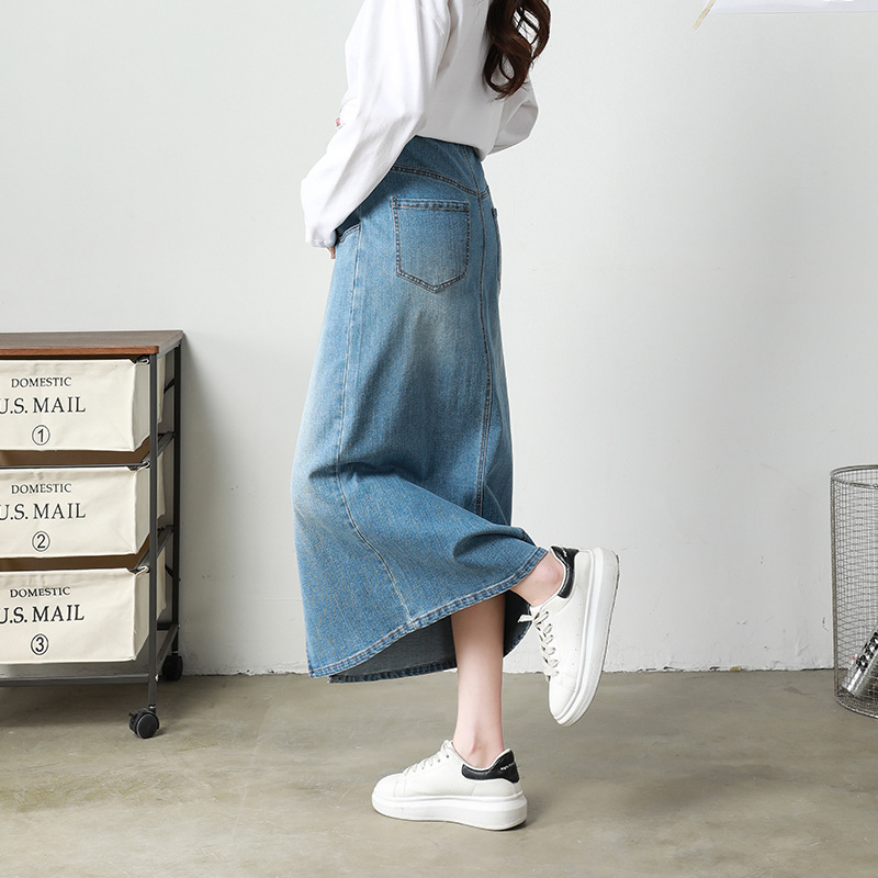 Maternity Spring and Autumn Pregnant Women's Half Denim Skirt High Quality Elastic Maternity Elegant High Waist Women Half Skirt