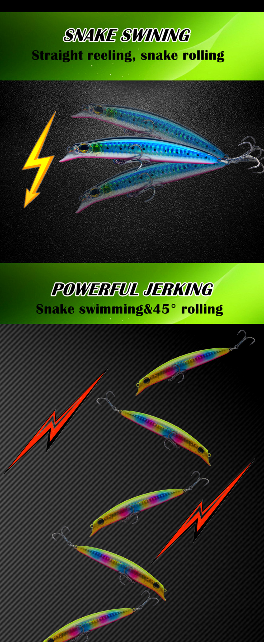 GREENSPIDER NEUE Wobbler 106 mm 18 g schwimmender harter Köder Minnow Kurbel Angelköder Wolfsbarsch Frisches Salzwasser – Detail 9