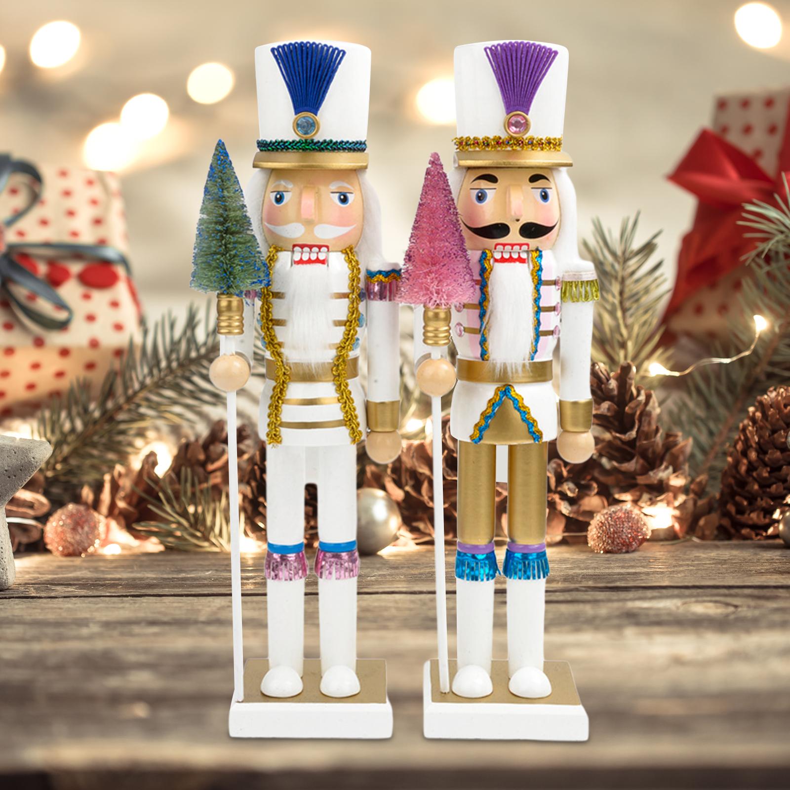 2 Pieces Christmas Nutcracker Ornament Party Favors Decor Hand Painted Doll