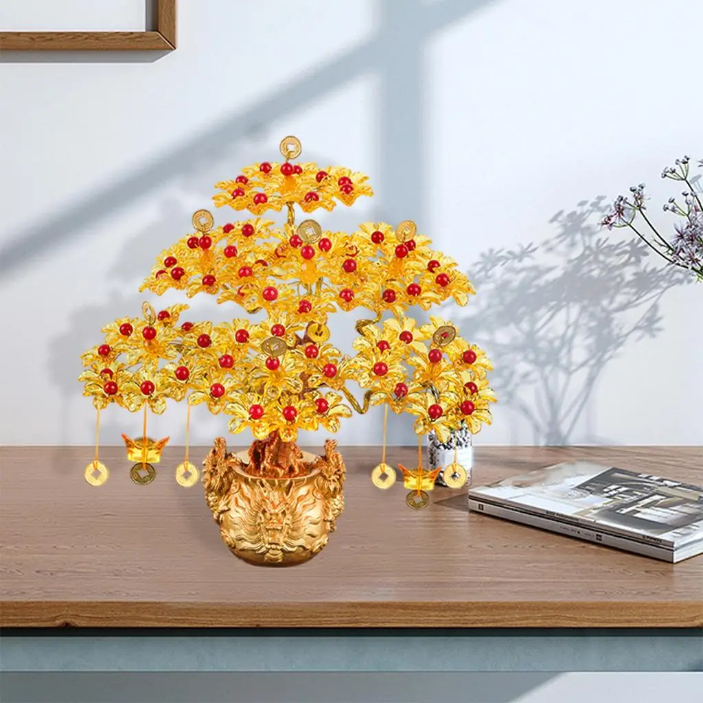 DIY Money Tree Feng Shui Bonsai Style Sculptures for Wedding Living Room