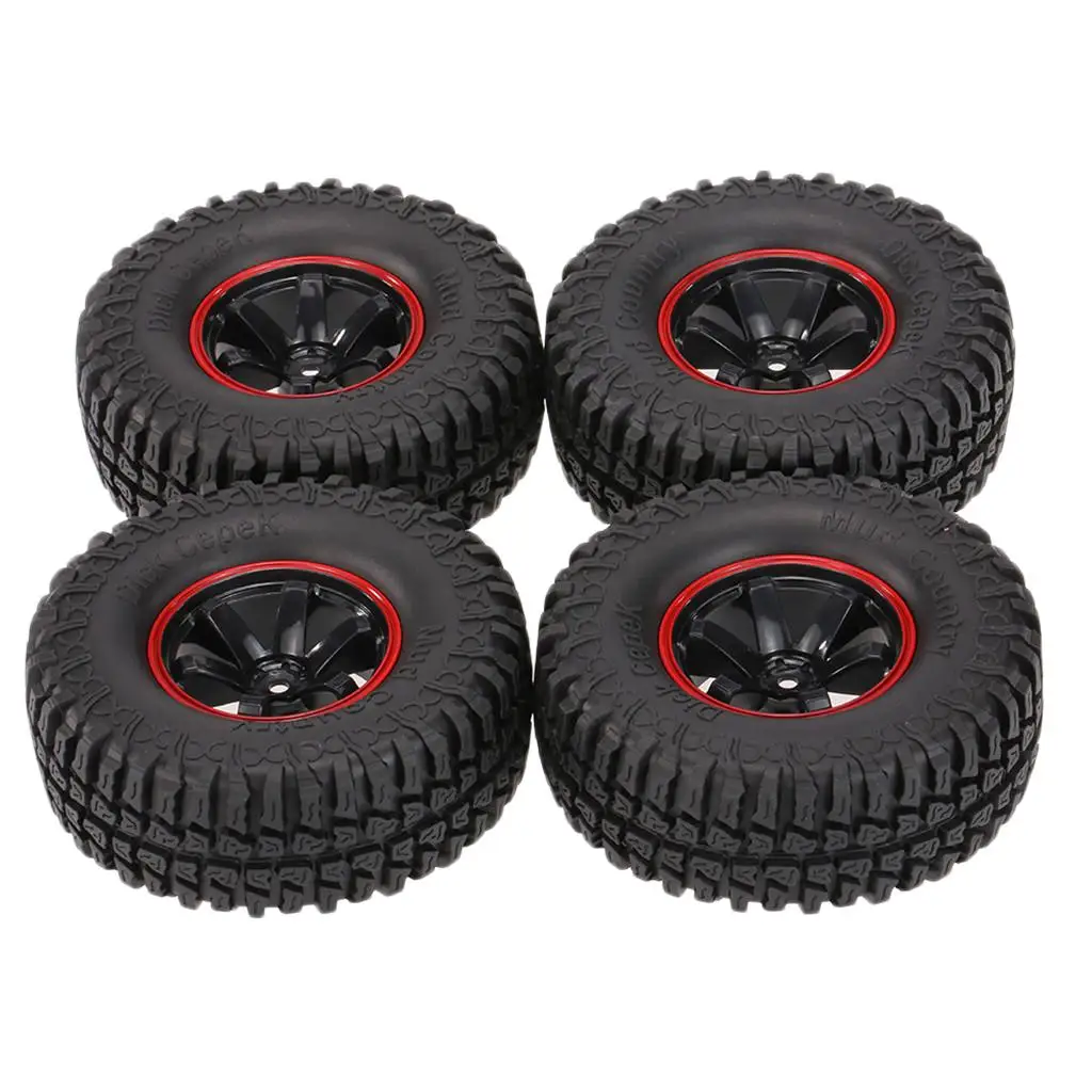 4 Pieces 1.9 Inch Rim And Tire for 1/10 Axial SCX10/10 RC Crawler Car