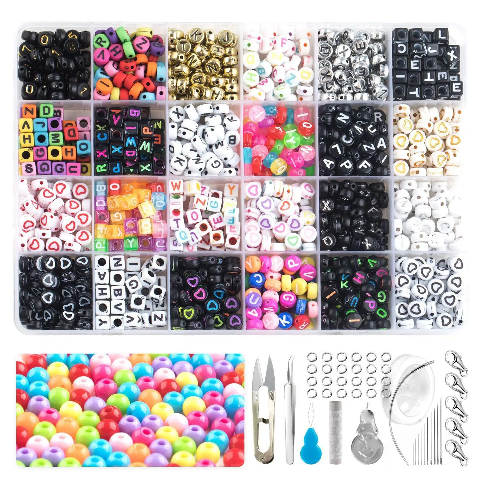 Alphabet Letter Beads Combination Set Squared Accessories Charms Child Puzzle Beads for Making DIY Crafts Colorful Crafting Kids