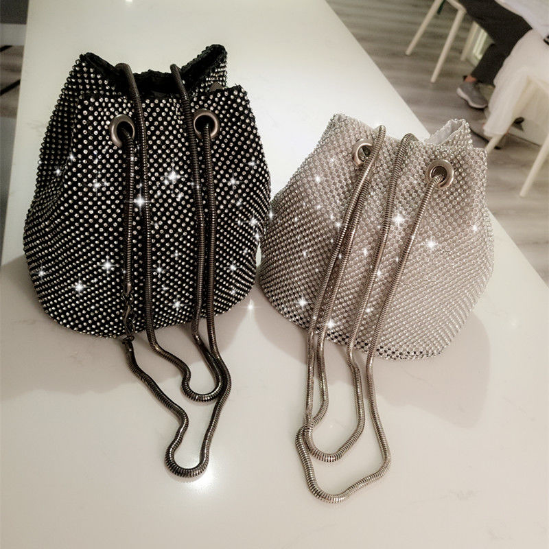 Strass Frauen Dinner-Party Schulter Taschen Luxus Design Damen Kordelzug Crossbody-tasche Glänzende Kette Damen Geldbörse Handtaschen – Detail 4
