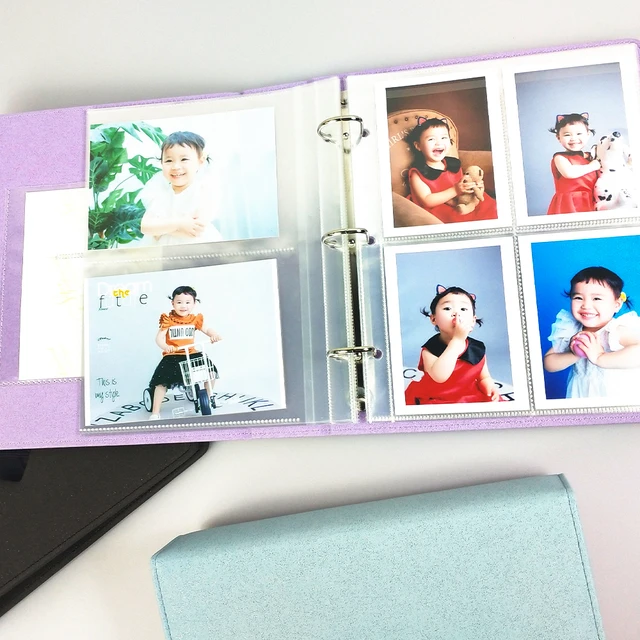 PLRBOK Album fotografico A5 a 3 anelli con tasche, copertina con Glitter a  cuore raccoglitore Pretty Notebook Card Book 4x6 10x15 Scrapbook -  AliExpress