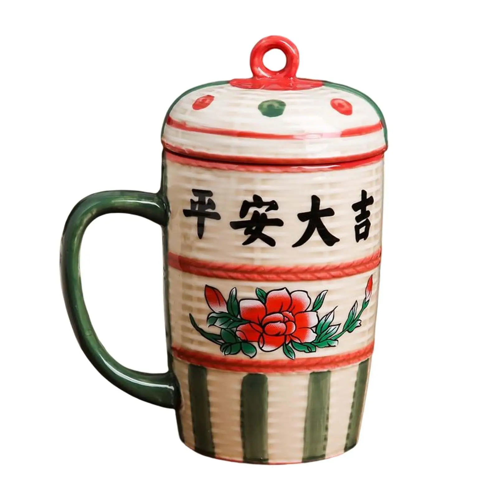Ceramic Chinese Style with cover Personality Dustproof Creative Coffee Mug for Tea coffee Anniversaries Holiday