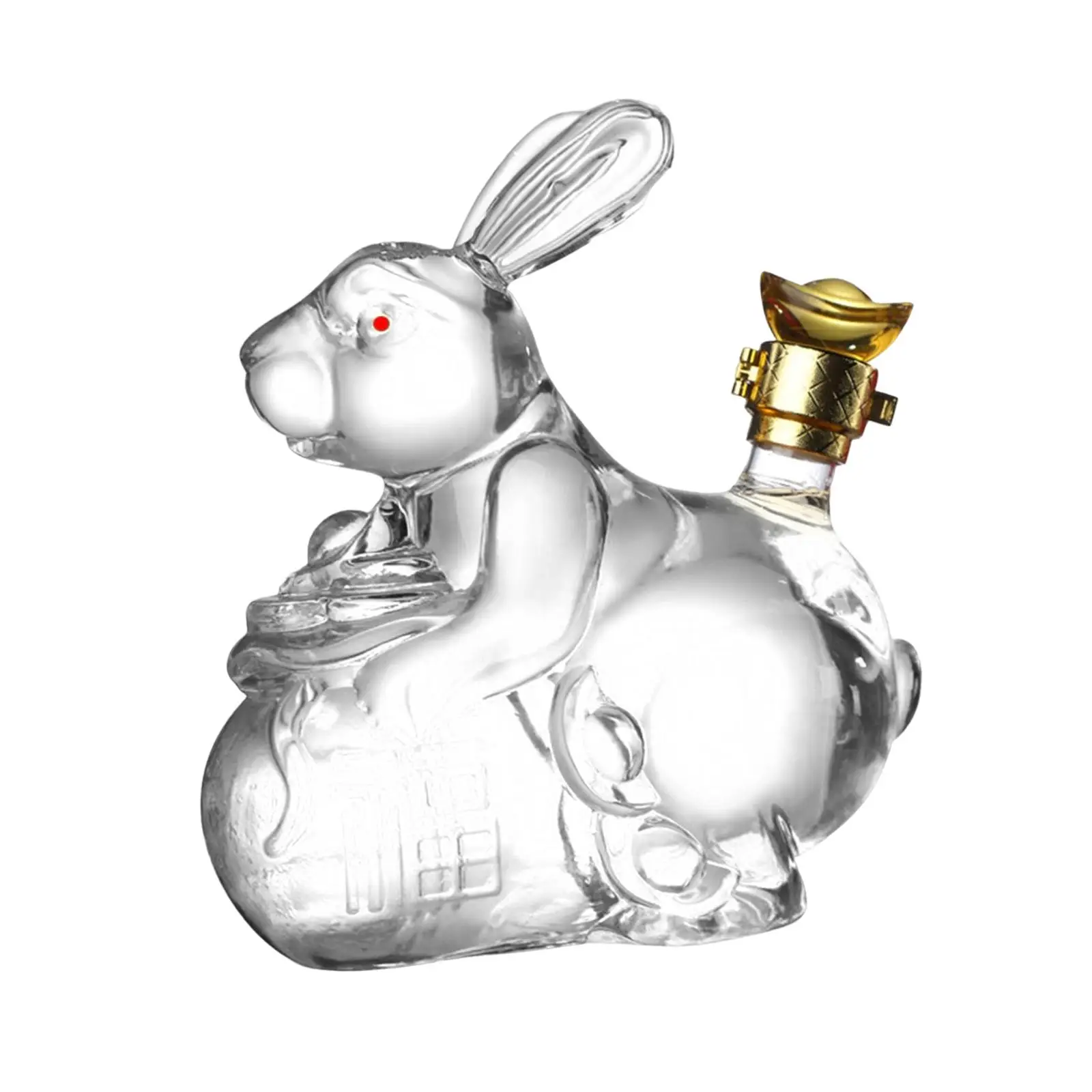Rabbit Decanter Bottle Hand Blown with Stopper Clear for Office Home