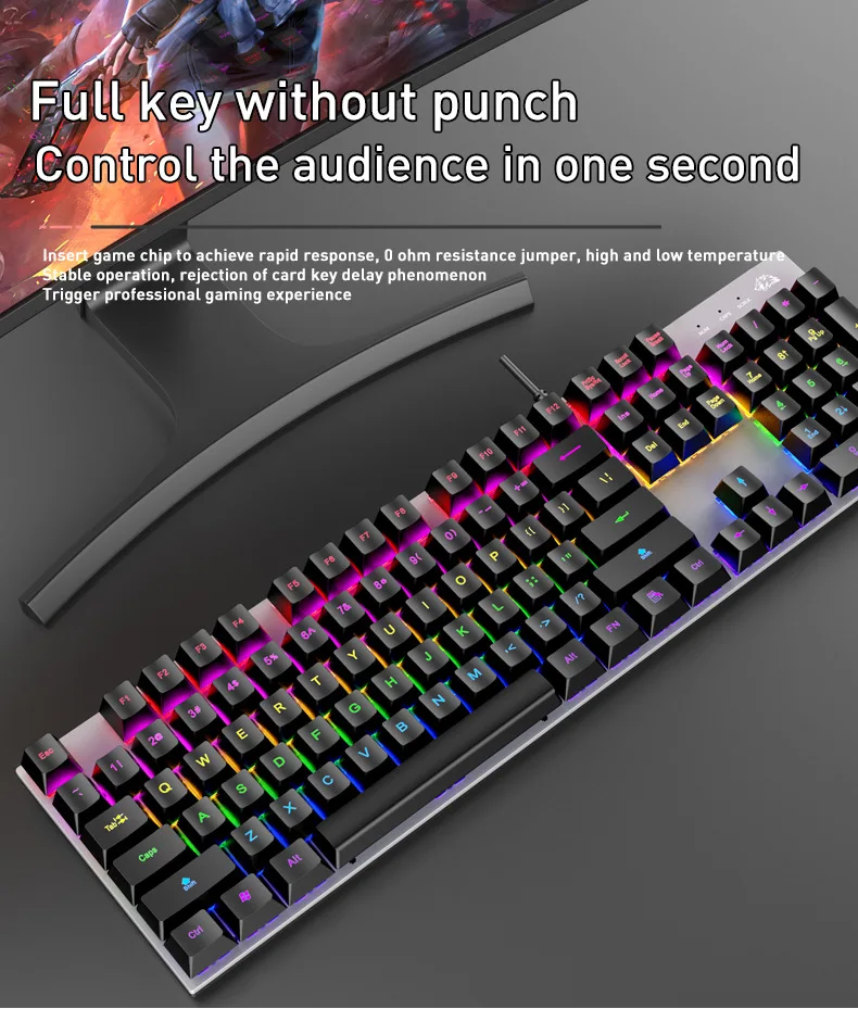 Weigeren Bevestigen aan genie K1 Mechanical Keyboard 104Keys Cool Light Effect Wired USB E-sports Gaming  Typewriter Ergonomic Keyboard for Pc Laptop