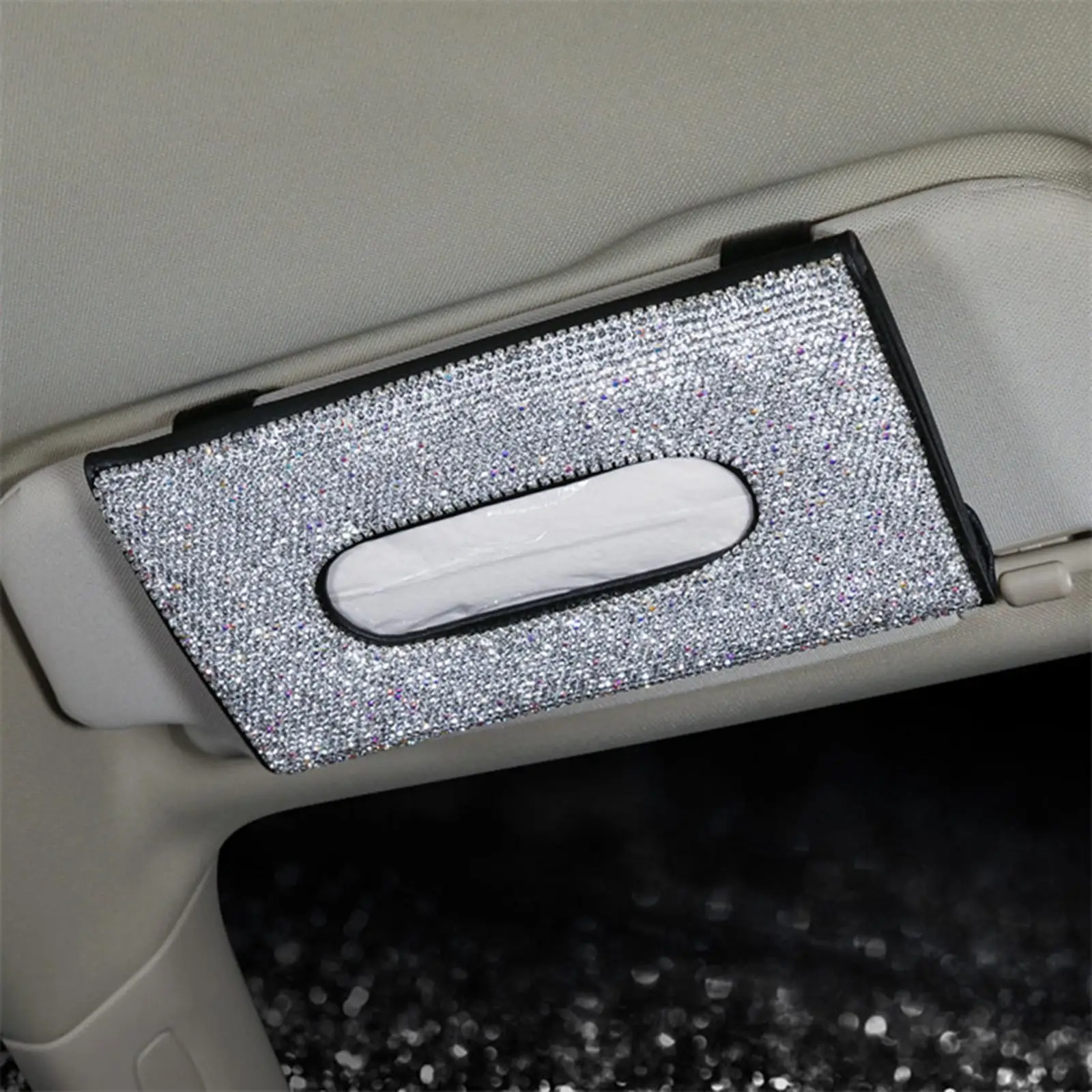 Crystal Car Tissue Box Car Sun Visor Tissue Box Holder Auto Interior Storage Decoration Auto Car Accessories