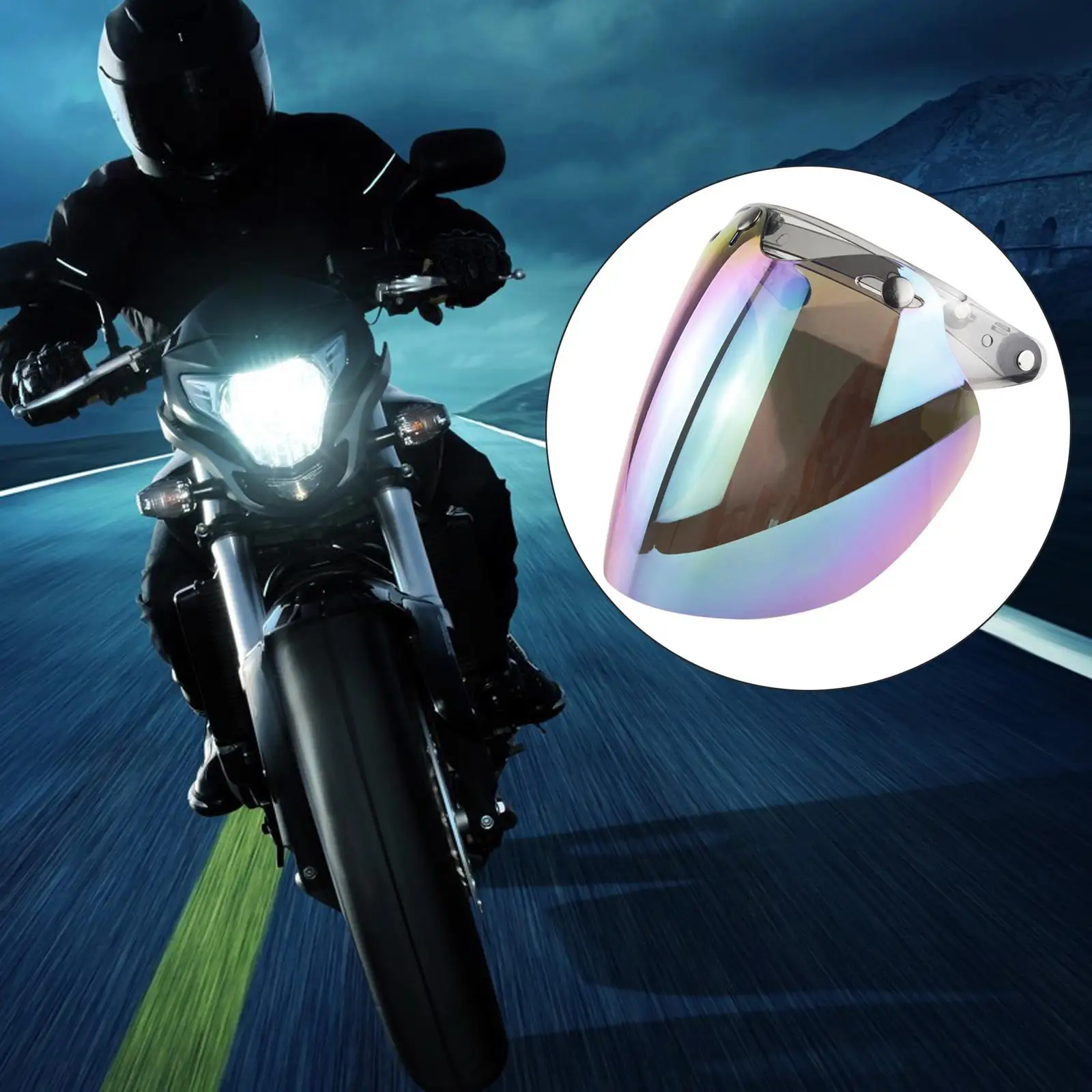 Windproof 3 Snap Visor Shield Lens Mask Windshield Flip up Down Motorcycle