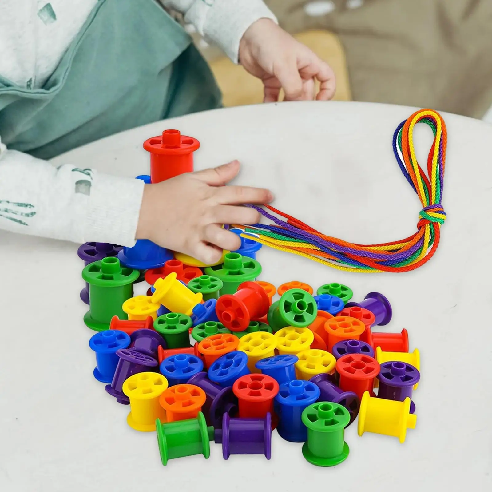 Beaded Blocks Developmental Toys Threading Beads Toy for Nursery Kindergarten Holiday