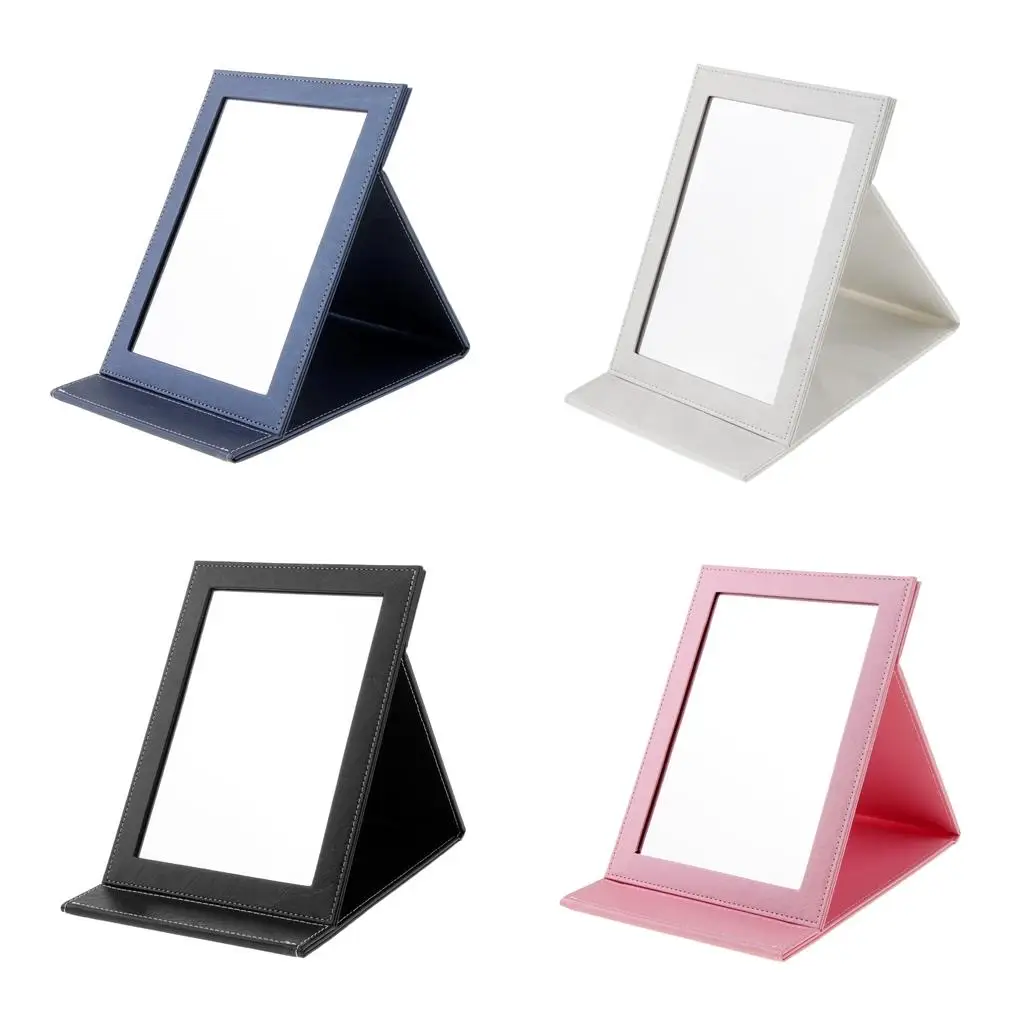 Foldable Portable Leather Makeup Mirror Stand Desktop/Salon Use