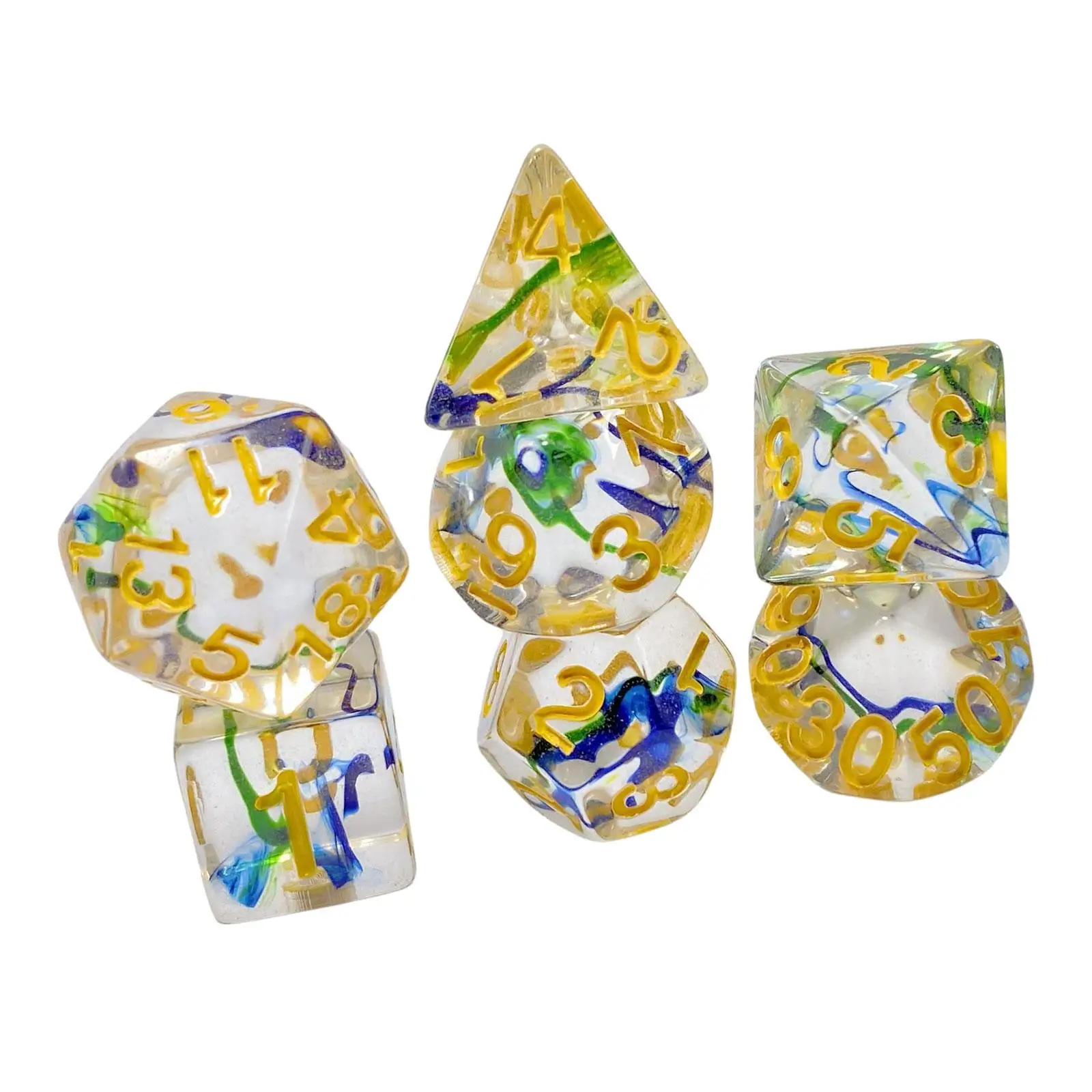 7 Pieces Dice Set Resin D20 D12 D10 D8 D6 D4 Party Supplies Multi Sided Game Dices for Party KTV Bar Card Games Card Game