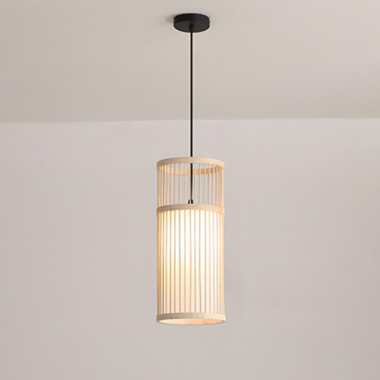 Bamboo Lamp Shade Pendant Light Lampshade Ceiling Light Fixture Cover Adjustable Bamboo Wicker for Bedroom Kitchen Island Indoor
