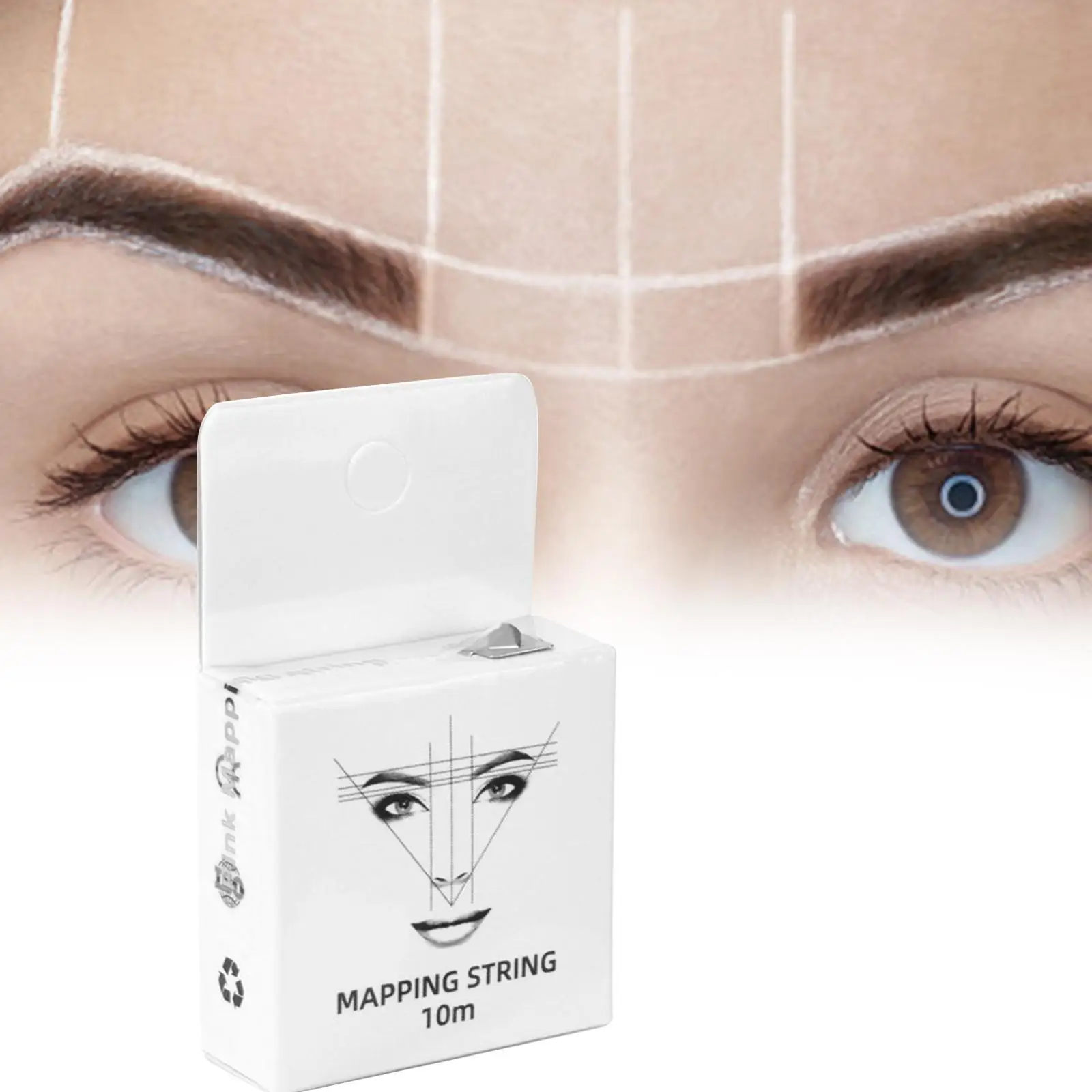 White Eyebrow Mapping String Positioning Mapping Line Drawing with Ink Eyebrow Thread Ruler