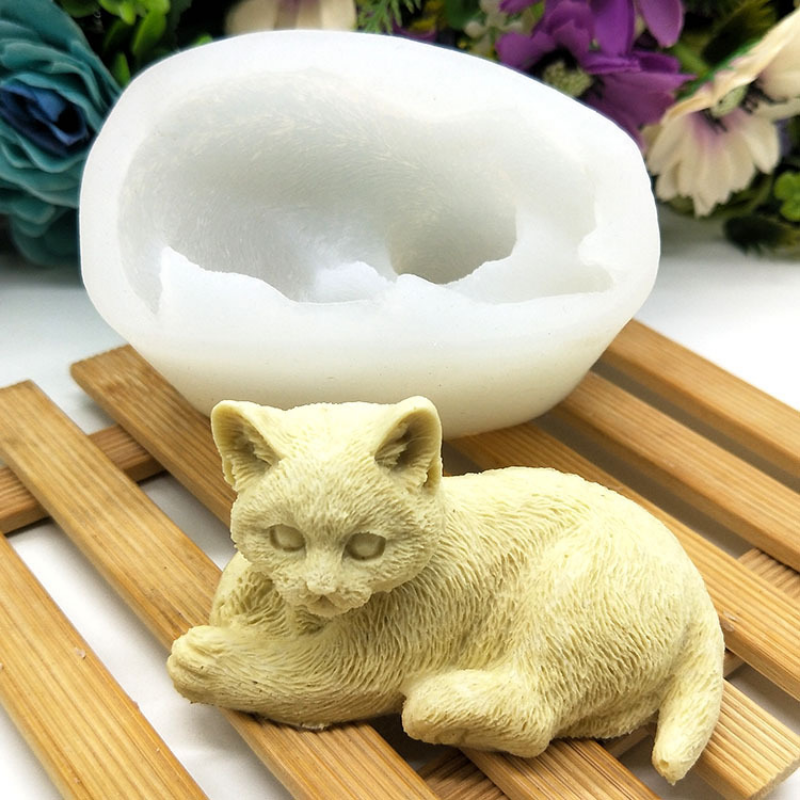 Description Picture 2 of itemLarge Sleeping Cat Silicone Candle Mold Diy Handmade Animal Resin Gypsum Soap Cake Chocolate Making Tool Home Decoration Gift