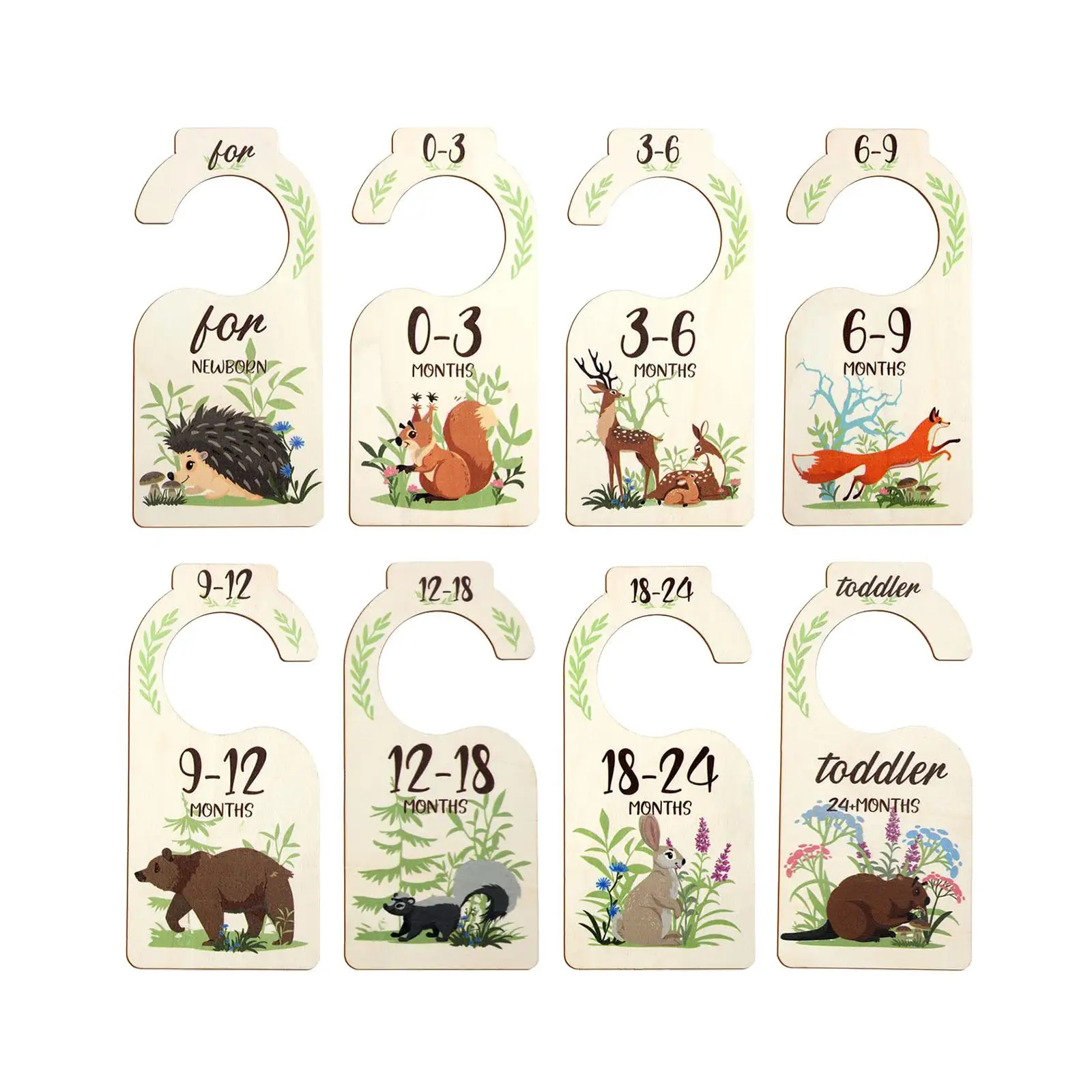 8 Pieces Baby Closet Dividers Baby Clothing Size Age Dividers Wood from Newborn to 24 Months for Home Wardrobe Bedroom Babies