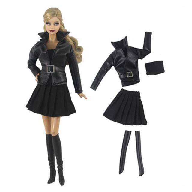 Nk 4 itens/conjunto barbies roupas casuais moda casaco chapéu superior  preto trouseres apto para 11.8 Polegada bjd sd boneca acessórios brinquedo  - AliExpress