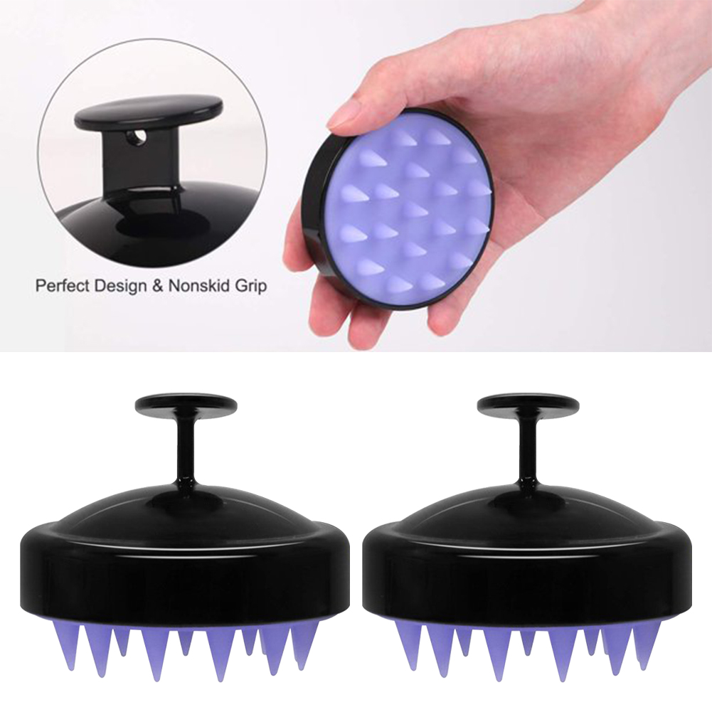 Description Picture 5 of item2pcs Soft Silicone For Wet Dry Scrubber Manual Home Hotel Portable Massage Shower Spa Cleaning Dandruff Hair Scalp Brush Bath