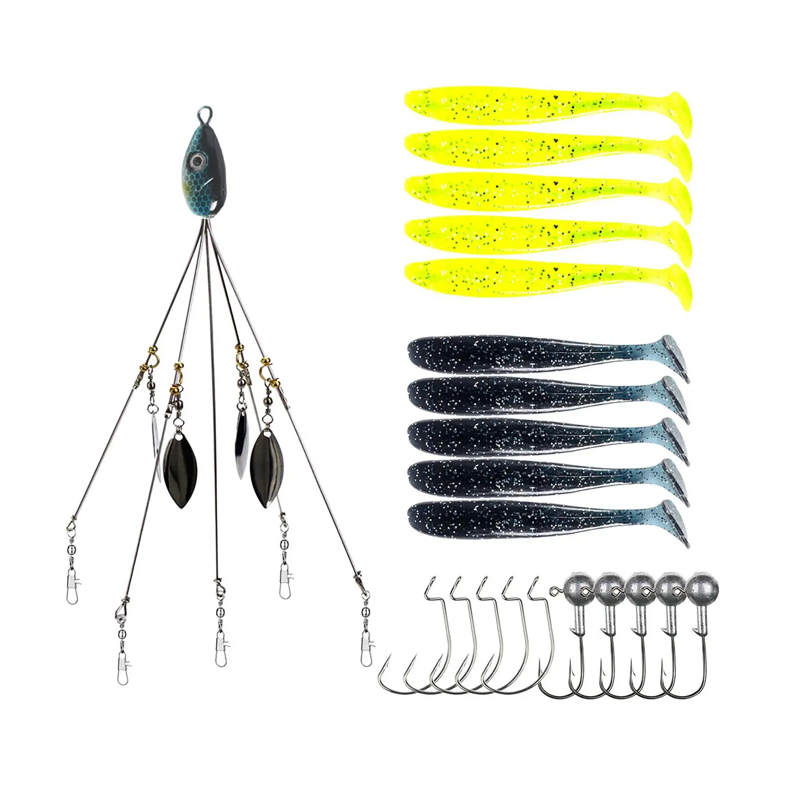 Umbrella Rig Freshwater/saltwater with 4 Leaves 5 Arms for Striper Fishing A Rig for Trout Crappie Walleye Pickerel