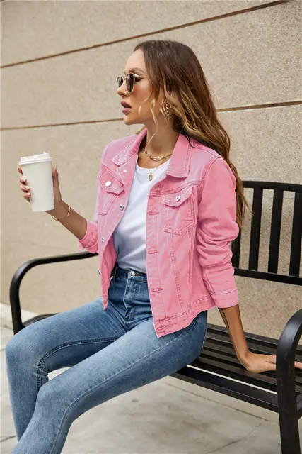 Women Denim Ladies Summer Jacketss Slim Style For Lady With Letter Zippers  Button Budge Spring Autumn Coat Jeans Fashion Jacket Denims Long Sleeves  Short Coats From Lazo, $90.71