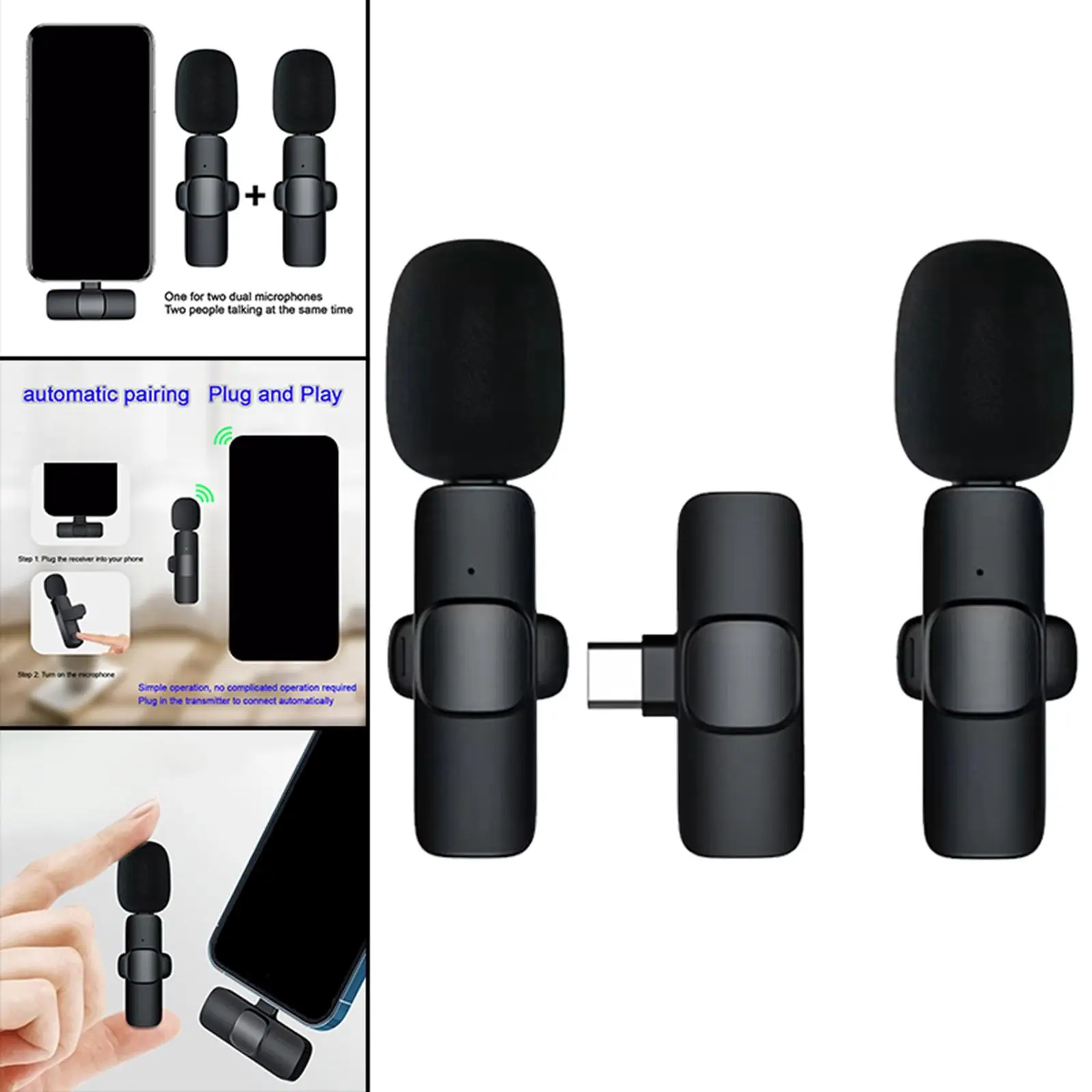 Wireless Lavalier Microphone Type C for Live Stream Camera Game Mobile Phone