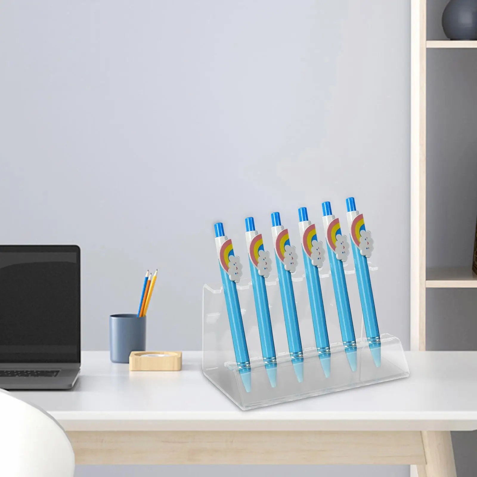 Pen Rack Holder Acrylic Stationery Organization Makeup Brush Storage 6/12 Slots Acrylic Pen Holder Pen Display Stand